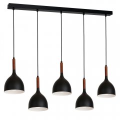 Czarna lampa wisząca na listwie 5-punktowa NOAK WOOD 3708 Luminex